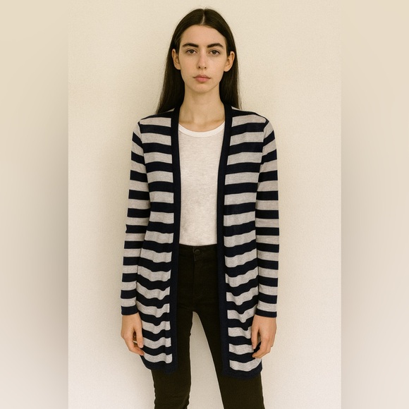 CATO Navy White Striped Lightweight Cardigan - Picture 1 of 8